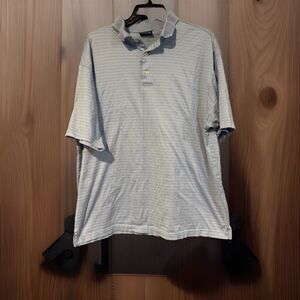 Ping Men's Large Light Blue Striped Polo Shirt Short Sleeve Golf Wear